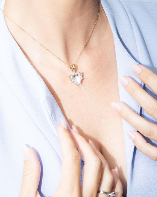 Vintage Circa 1990s Colourless Topaz Pendant 9 Yellow Gold