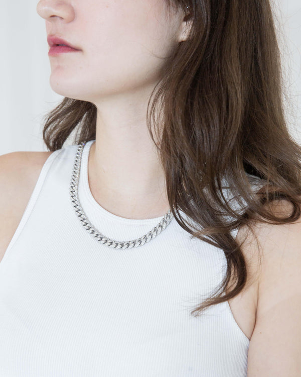 Contemporary Diamond Curb Link Cuban Chain 18 Carat White Gold