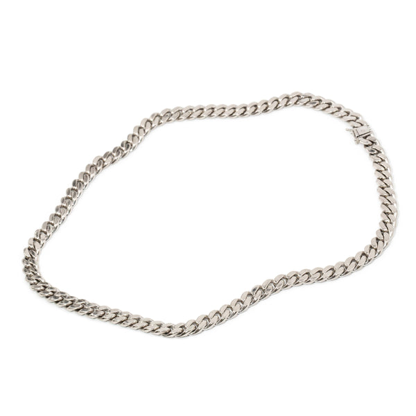 Contemporary Diamond Curb Link Cuban Chain 18 Carat White Gold