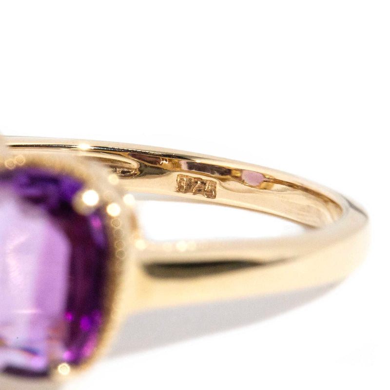 Carly 1990s Amethyst & Diamond Ring 9ct Gold Rings Imperial Jewellery 