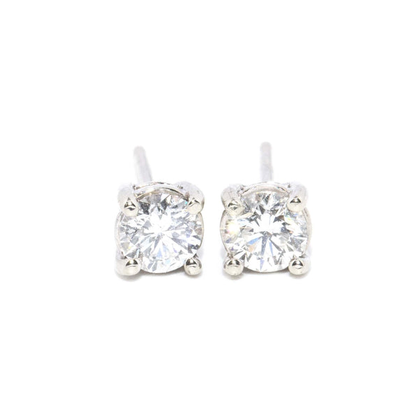 Vintage Circa 1990s Diamond Solitaire Studs 9 Carat White Gold