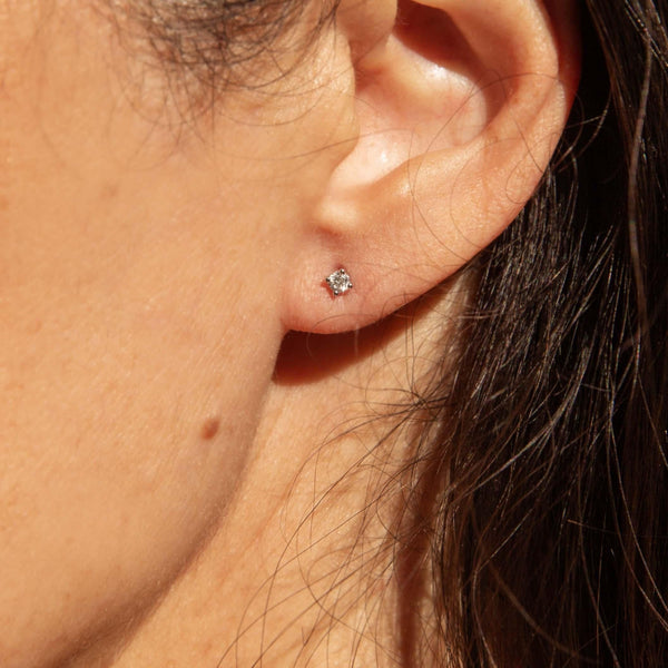 Vintage Circa 1990s Diamond Solitaire Studs 9 Carat White Gold