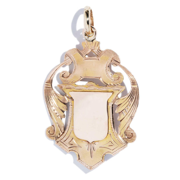 Antique 1907 Shield Award Pendant 9 Carat Yellow Gold (OB)