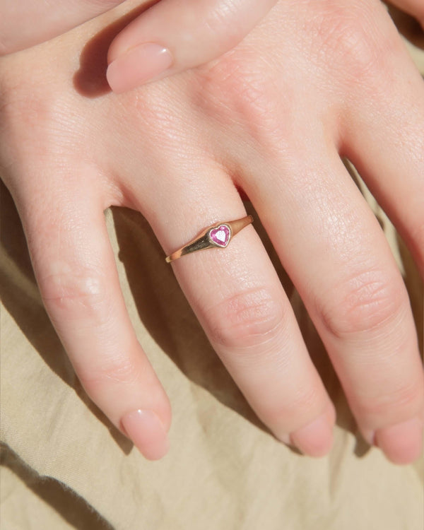 Vintage Circa 1970s Heart Cut Ruby Solitaire Ring 18 Carat Gold