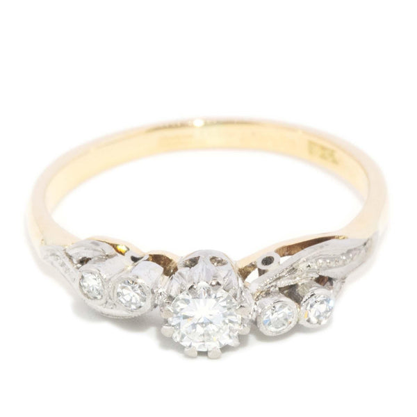 Contemporary Brilliant Diamond Ring 18 Carat Yellow & White Gold