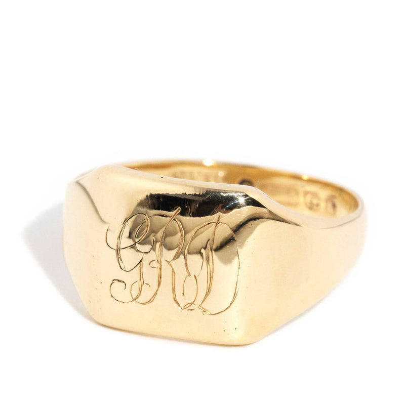 Gerald 1935 initialed Signet Ring 9ct Gold