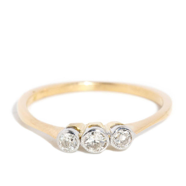 Leah 1950s Diamond Three Stone Ring 18ct Gold