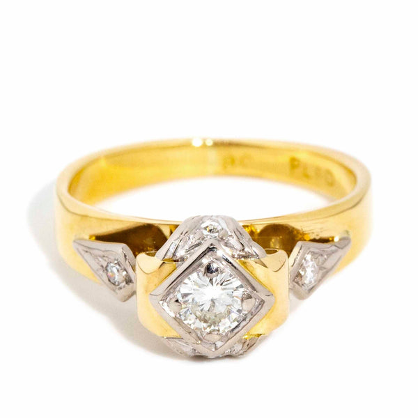 Vintage Circa 1960s Diamond Ring 18 Carat Yellow White Gold