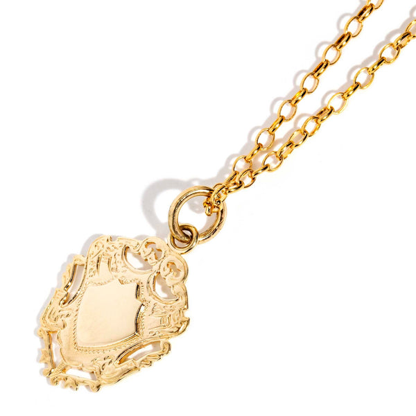 Maddison 1960s Shield Pendant Chain 9ct Gold