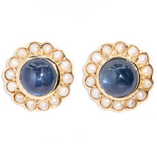 Blue sapphire and clearance pearl earrings