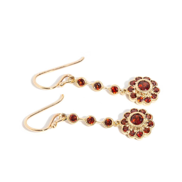 Garnet and on sale gold earrings