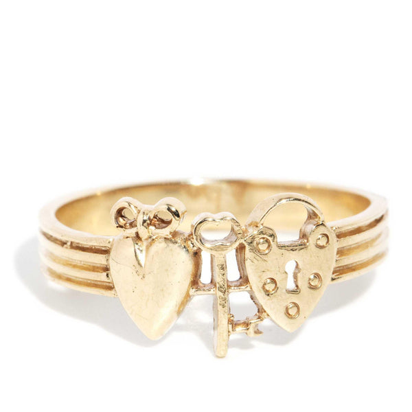 Arlen 1970s Key To My Heart Ring 9ct Gold