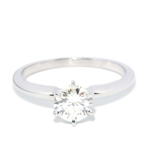 Contemporary Brilliant Diamond Solitaire Ring 14 Carat White Gold