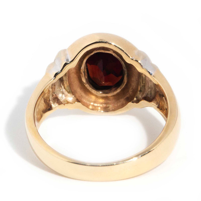 Alison 9ct Yellow White Gold Stepped Rub Over Garnet Ring* GTG Rings Imperial Jewellery 