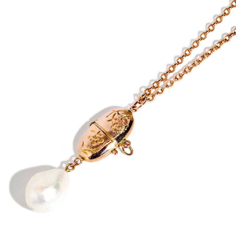Archer 1950s Pearl Drop Capsule 14ct Pendant & 9ct Rose Gold Chain* DRAFT Pendants/Necklaces Imperial Jewellery 