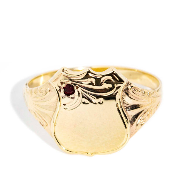 Bowie 1980s Garnet Signet Ring 9ct Gold* DRAFT Rings Imperial Jewellery Imperial Jewellery - Hamilton