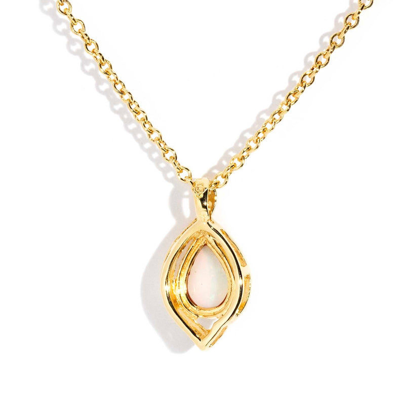 ERI DONE Deni Circa 1990s Crystal Opal Pendant & Chain 18ct Gold Imperial Jewellery 