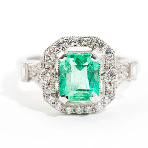 Florence 2.04 Carat Emerald & Diamond Platinum Ring Imperial Jewellery - Auctions, Antique, Vintage & Estate