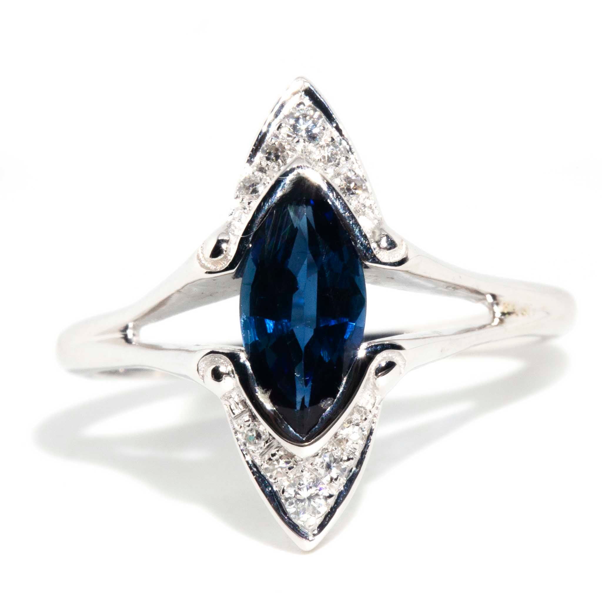 Galadriel 14ct White Gold Sapphire & Diamond Split Shank Ring* OB Gemmo $ Rings Imperial Jewellery Imperial Jewellery - Hamilton 