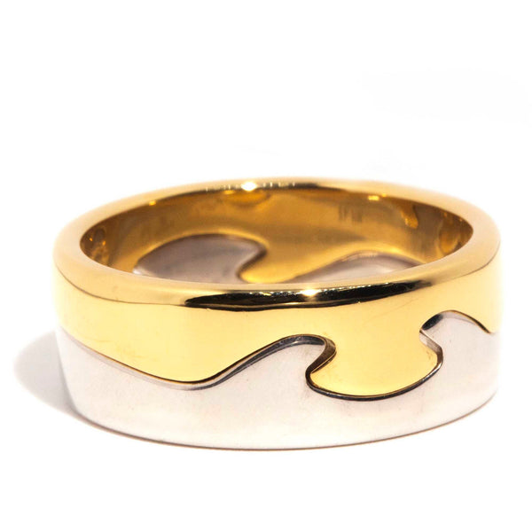 Authentic Georg Jensen 18 Carat Yellow and White Gold Fusion Ring