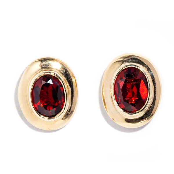 Isadora 1990s Rubover Garnet Studs 9ct Gold Earrings Imperial Jewellery Imperial Jewellery - Hamilton 