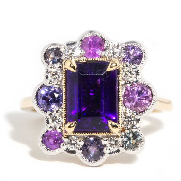 Amethyst and diamond discount rings yellow gold