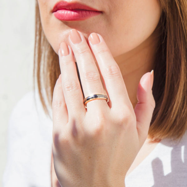 Mens rose gold wedding online band on hand