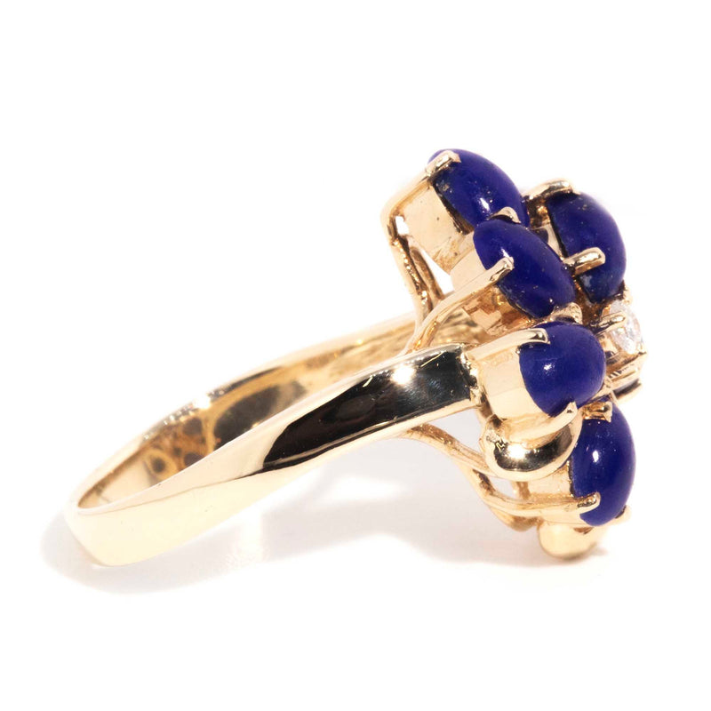 Katniss Vintage 14ct Gold Lapis Lazuli & Diamond Cluster Ring* OB Gemmo $ Rings Imperial Jewellery 