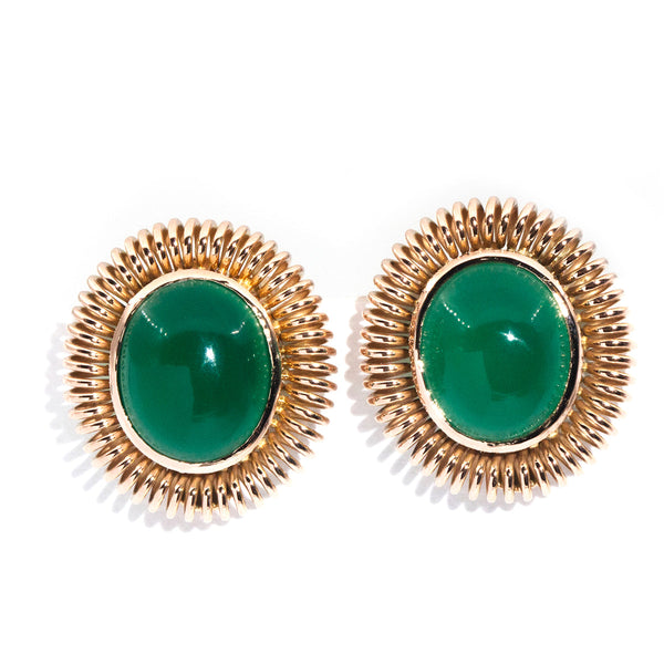 Green clip best sale on earrings