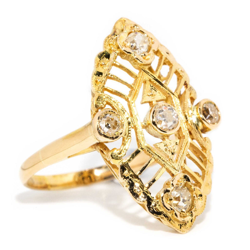 Marcia 1930s Art Deco Inspired Old Cut Diamond Ring 18ct Gold Rings Imperial Jewellery 
