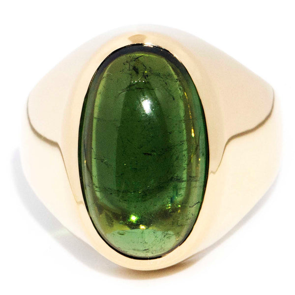 Vintage gold ring with hot sale green stone