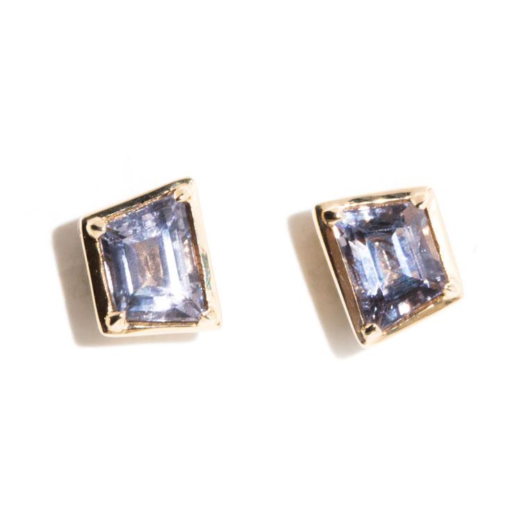 Mathilde 9ct Gold Light Purple Spinel Contemporary Stud Earrings (Sarina Check) Earrings Imperial Jewellery