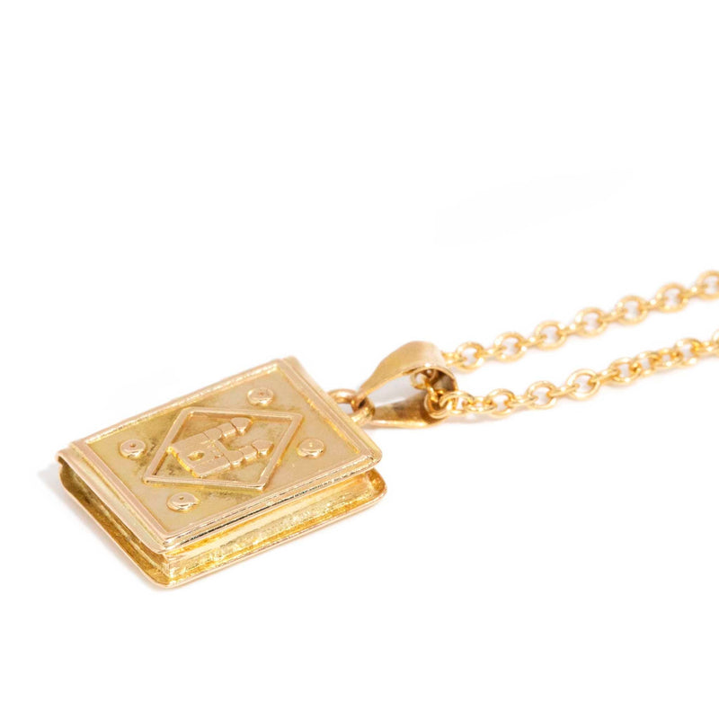 Miley 1960s Book Pendant 18ct & 9ct Gold Chain* DRAFT Pendants/Necklaces Imperial Jewellery 