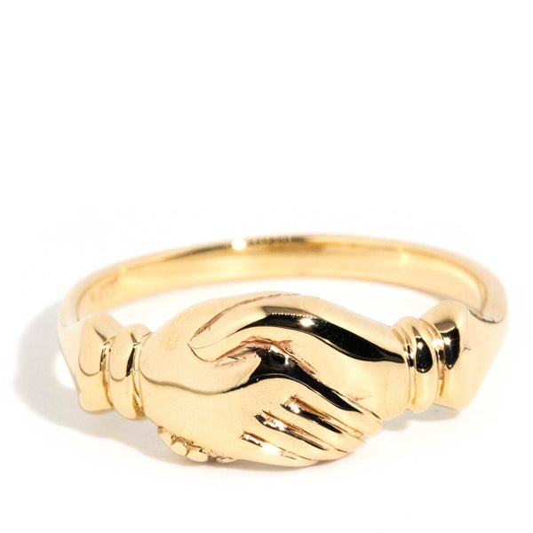 Roberta 1970s Clasping Hands Fede 9ct Ring Rings Imperial Jewellery Imperial Jewellery - Hamilton