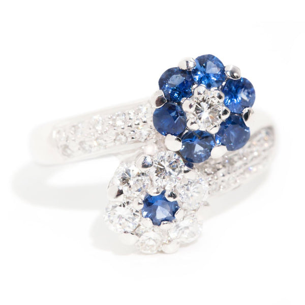 Diamond and sapphire cluster ring sales