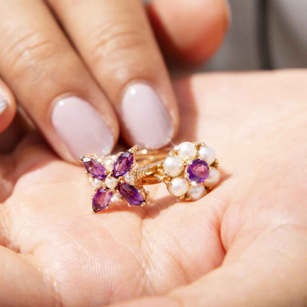 Carat Yellow Gold Marquise Amethyst and Seed Pearl Vintage Ring –  Imperial Jewellery