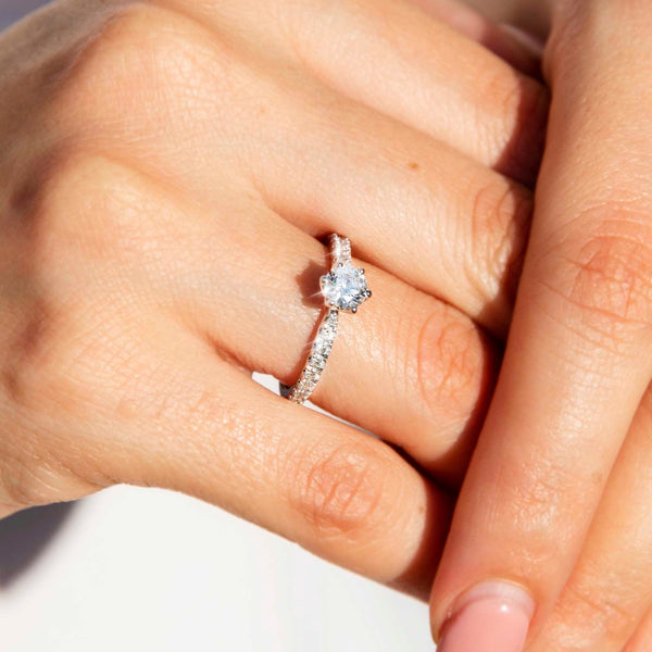0.72 Carat Diamond Vintage Engagement Ring in 18 Carat White Gold Imperial Jewellery