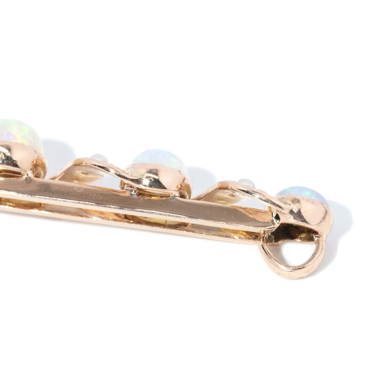 Vintage Circa 1930s Opal & Seed Pearl Pendant 14 Carat Gold