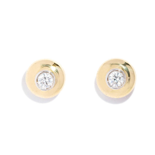 Adalie Rubover Diamond Solitaire Studs 18K Yellow Gold
