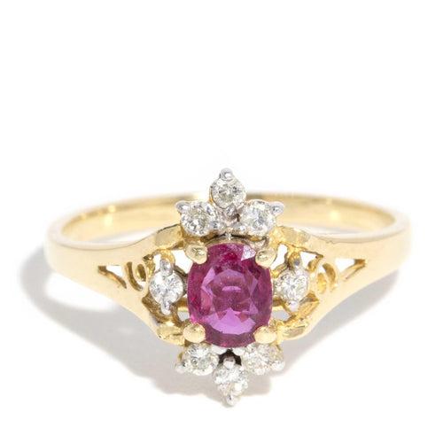 Adaline Ruby & Diamond Openwork Ring 18K Yellow Gold