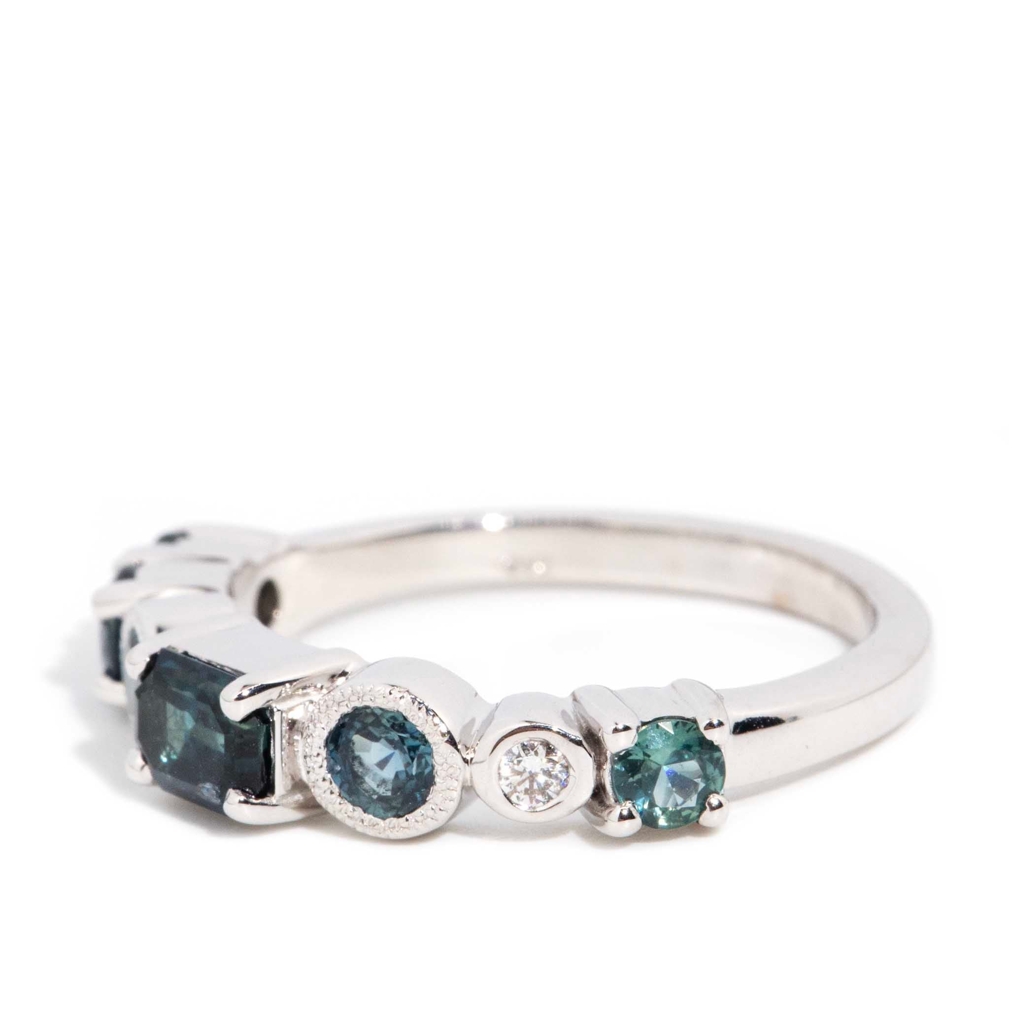 Addie 1.38 Carat Teal & Blue Sapphire & Diamond 18ct Ring Rings Imperial Jewellery 