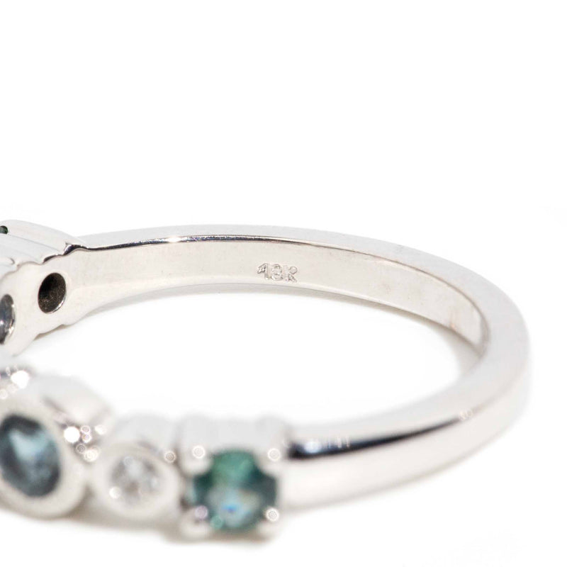 Addie 1.38 Carat Teal & Blue Sapphire & Diamond 18ct Ring Rings Imperial Jewellery 