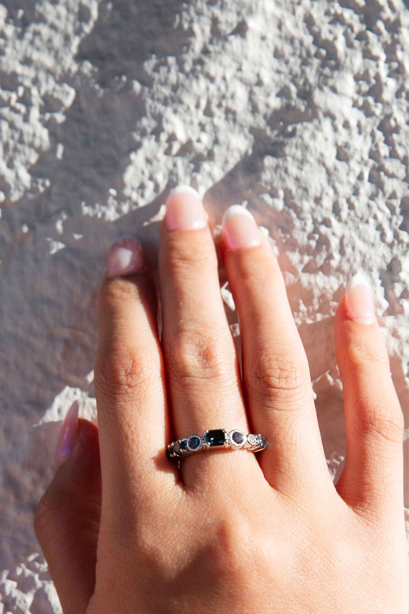 Addie 1.38 Carat Teal & Blue Sapphire & Diamond 18ct Ring Rings Imperial Jewellery 