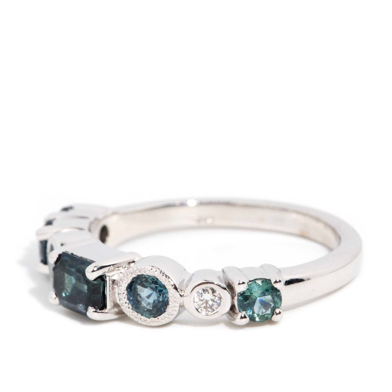 Addie 1.38 Carat Teal & Blue Sapphire & Diamond 18ct Ring Rings Imperial Jewellery 