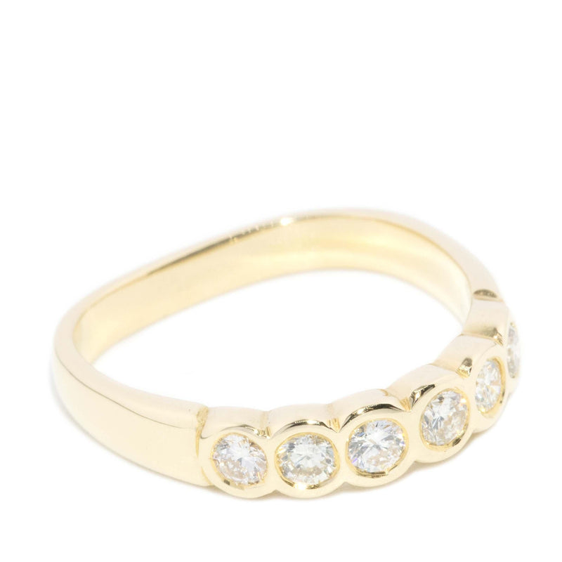 Vintage Circa 1970s Diamond Five Stone Ring 18 Carat Yellow Gold