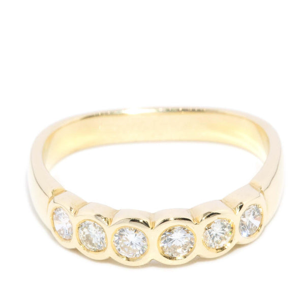 Vintage Circa 1970s Diamond Five Stone Ring 18 Carat Yellow Gold