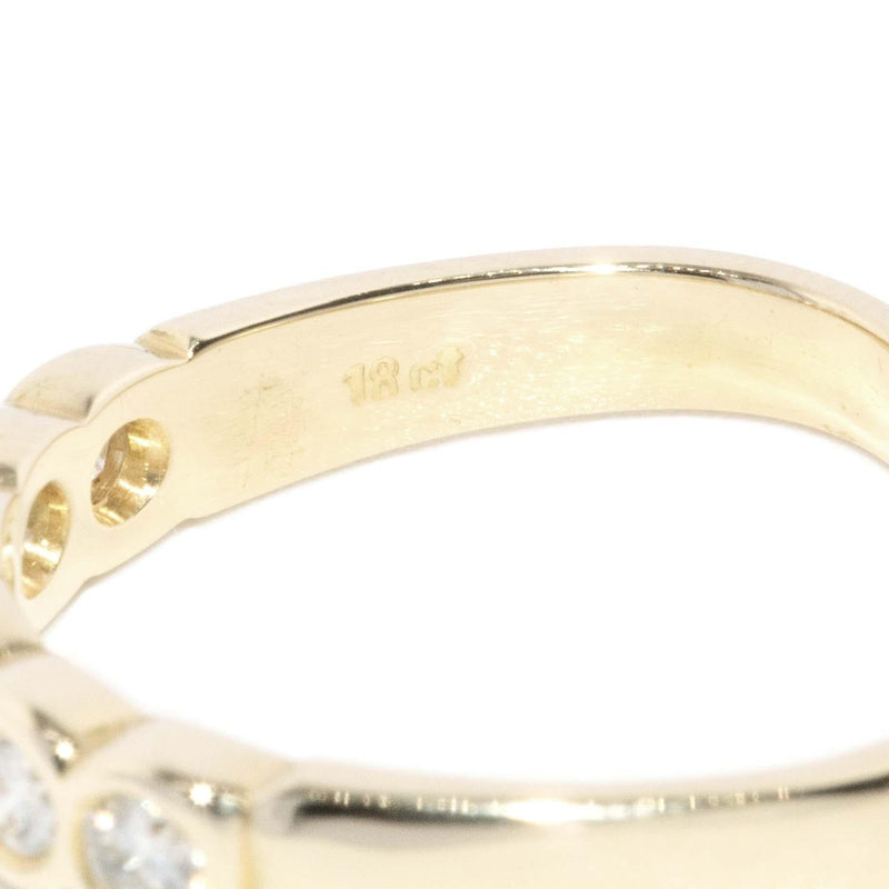 Vintage Circa 1970s Diamond Five Stone Ring 18 Carat Yellow Gold