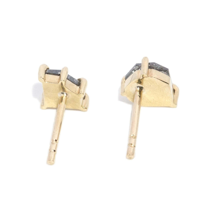 Contemporary Salt and Pepper Kite Cut Diamond Studs 9 Carat Gold