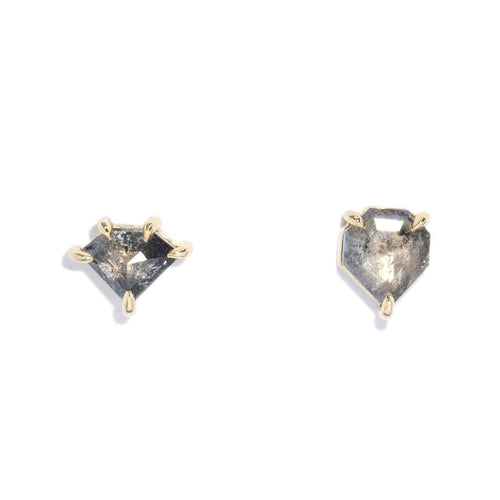 Adina Salt & Pepper Kite Cut Diamond Studs 9K Yellow Gold