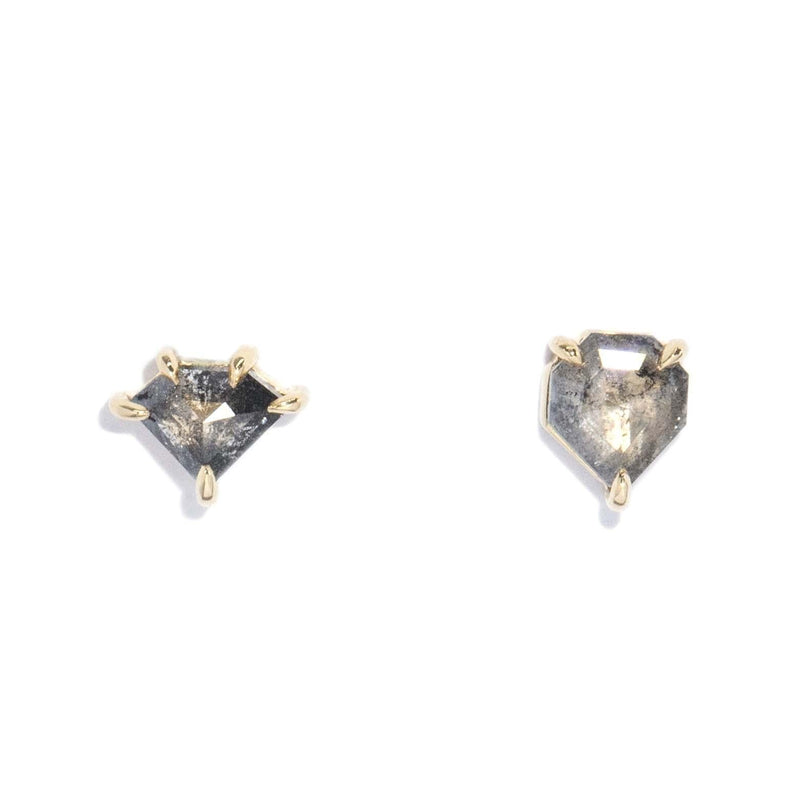 Contemporary Salt and Pepper Kite Cut Diamond Studs 9 Carat Gold